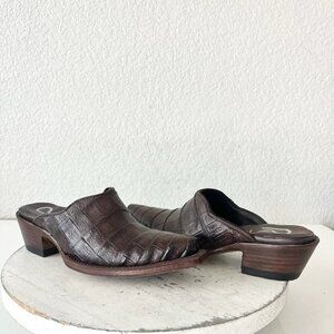 Rod Patrick Womens Mules 5 C Brown Caiman Leather Western Slip On Boots Shoes